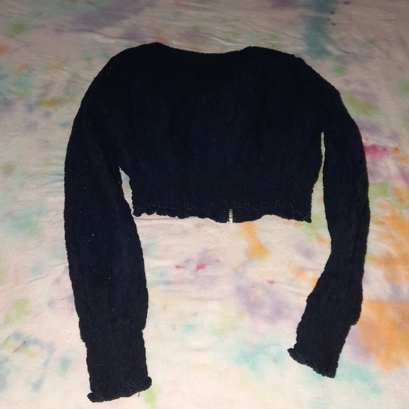 Girls Guess Kids Lace Zip Up Cropped Jacket 5/6 Dark Blue - Picture 3 of 7